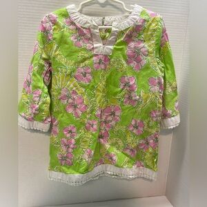 LILLY PULITZER TODDLER GIRLS SIZE 4T Nina Tunic COVER UP DRESS PINK Green